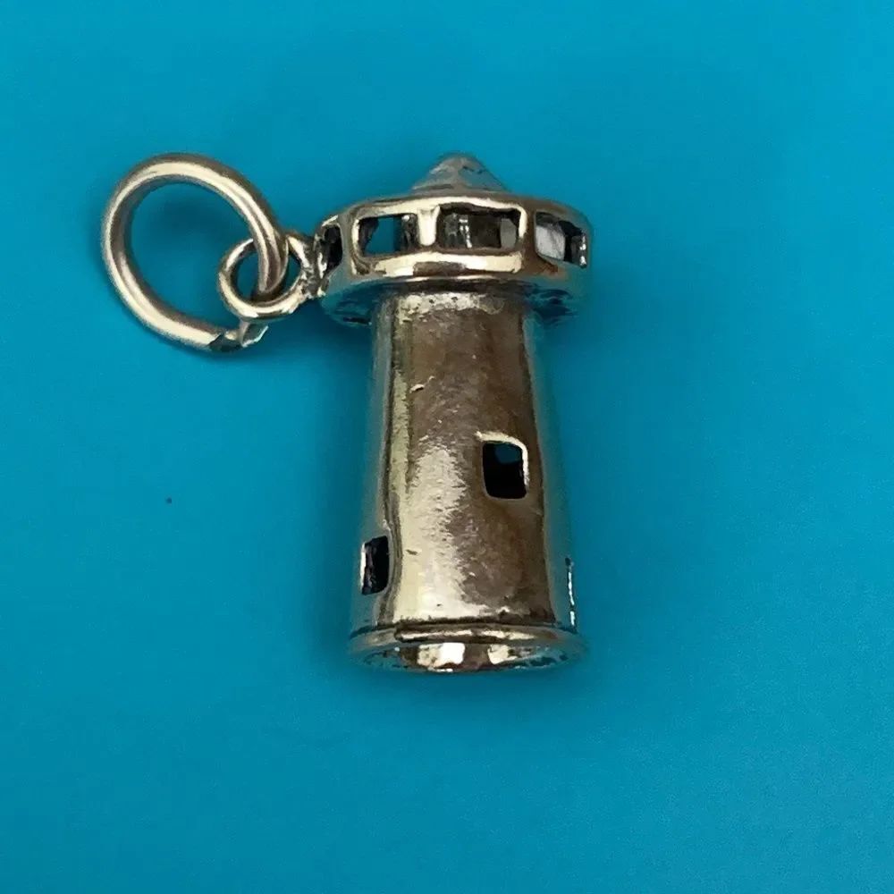 Lighthouse Round Sterling Silver Jewelry Charm #ships